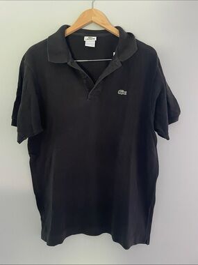 Lacoste Black Polo Shirt with Green Crocodile Logo